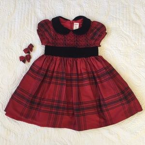 Silk and velvet dress, smocking & Peter Pan collar